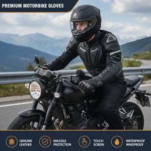 Royal Enfield Racing <b>Gloves</b> Full Finger Leather Palm Guard Hook Loop Closure Men Riding Outdoor Universal Season Fleece Lined - Product Image 5