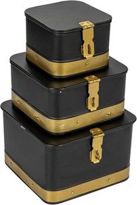Compact Metal <b>Storage</b> Trunk Set Modern White & Teal <b>Lockable</b> Organizer <b>Boxes</b> for Home Organization - Product Image 6