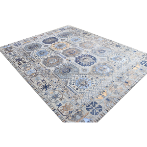 Ensemble de tapis noués à la main en laine et soie de luxe Qualité supérieure Conception géométrique classique Technique de pile coupée pour porte de bureau de prière - Product Image 3