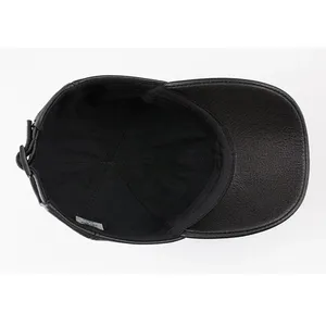 Unisex Black PU Leather Breathable Flat Cap Adjustable Casual <b>Beret</b> <b>Hat</b> for Adults Four Seasons Outdoor - Product Image 5