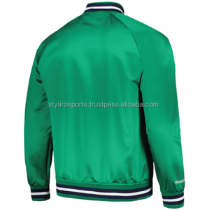 Chaqueta de Béisbol Unisex OEM de Seda Satinada para Invierno, con Cuello Alto, Logotipo Bordado en la Parte Delantera, Estilo Universitario, Cortavientos - Product Image 3