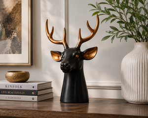 Sculpture moderne de tête de cerf en polyrésine, figurine animale, décoration de table de luxe, statue pour la maison - Product Image 6