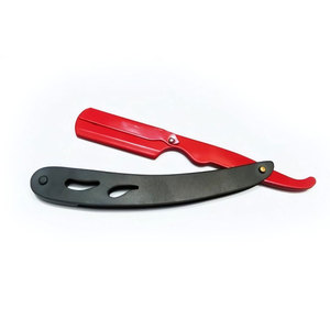 Premium Stainless Steel Barber Straight <b>Razor</b> with Red and Black Color Coated Professional Shaving Tool - Product Image 1