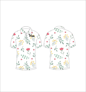 เสื้อโปโลผู้ชายลายดอกพาสเทล พิมพ์ลายทั้งตัว แขนสั้น สไตล์ลำลอง สำหรับเล่นกอล์ฟ - Product Image 2
