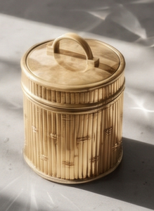 Contenedor de Frutos Secos de Aluminio con Acabado Dorado Premium, Caja de Almacenamiento de Dátiles de Lujo con Diseño de Bambú Simulado, Organizador de Alimentos con Asa de Lazo - Product Image 5