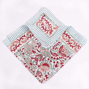 Pañuelo Cuadrado Ligero de Algodón Floral Estampado a Bloques para Unisex, Casual, Transpirable, para Verano - Product Image 5