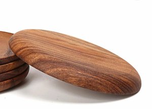Assiette de service ronde en bois, assiette à dîner de qualité alimentaire, plat décoratif pour la maison, la cuisine, l'hôtel, la vente au détail et la vente en gros - Product Image 3