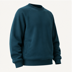 Sudadera Personalizada para Hombre, Color Verde Azulado Oscuro, Corte Holgado, Cuello Redondo, Doble Capa, Tejido Acordonado, Felpa Suave, Modelo MCRW-0048 - Product Image 4