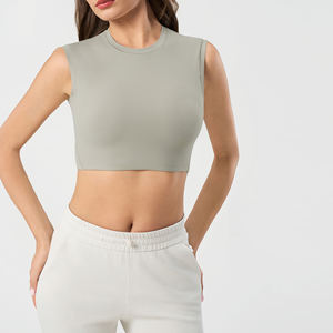 Top Deportivo Corto sin Mangas para Mujer, Cuello Alto, para Yoga, Gimnasio, Ejercicio, Ropa Deportiva, Venta al Por Mayor Personalizada - Product Image 2