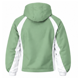 Chaqueta con Capucha y Paneles en Verde Salvia y Blanco, Chaqueta Deportiva Personalizada con Cierre Completo, Cortavientos Ligero para Entrenamiento Atlético, Ropa Deportiva para Equipos, Chaqueta para Exteriores - Product Image 2