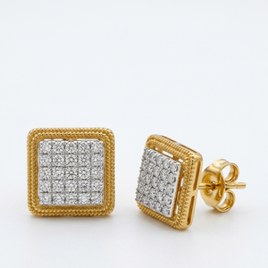AMBER JEWELS Pendientes Unisex de Oro Sólido de 14K y Chapado en Oro de 14K, Estilo Vintage para Compromiso, Boda o Fiesta, con Diamante Cultivado en Laboratorio de Corte Brillante, Certificado IGI - Product Image 2