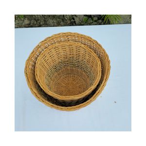 Eco-friendly <b>woven</b> storage <b>baskets</b> made from a blend of rattan and seagrass—ideal for restaurants hotels resorts and offices - Product Image 5