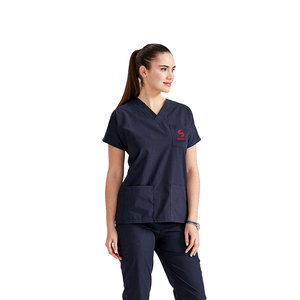 Ensemble médical Premium Solid Trader : pantalon et haut à taille élastique pour le personnel soignant actif – Style uni pour uniforme d'hôpital - Product Image 5