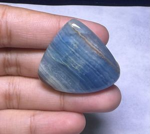 Cabochon de calcite bleue naturelle à bandes, pierre précieuse en vrac, vente en gros, calcite bleue naturelle faite à la main, pierre précieuse en vrac - Product Image 1