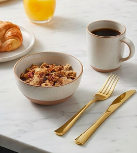 Ensemble de couverts en or mat fini, idéal pour une utilisation formelle dans les restaurants, les hôtels et les tables de réception haut de gamme. - Product Image 5