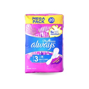 Serviettes hygiéniques Always Platinum Pads, protection menstruelle haute performance, sensation douce et luxueuse avec technologie anti-fuites maximale - Product Image 1