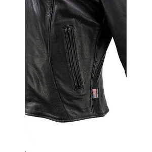 SAMROZ SPORTS Women's Classic Premium Leather Motorcycle MC Style Riding Jacket - Product Image 2