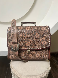 Nouveau Western usiné à la main en cuir Buck Stitch porte-documents sacs en cuir véritable femmes sacs de travail dissimulé transporter bandoulière sacs d'ordinateur portable - Product Image 3