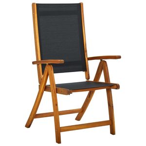 Ensemble de jardin en bois fini huilé noir avec Textilène noir, comprenant une table et une chaise - Product Image 3
