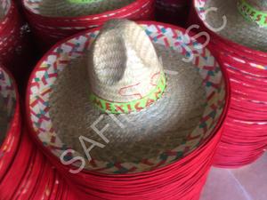 Summer Hats Mexican Sombrero Hat One Size Fits All Costume Mexican Big Brim Chin Straps Straw Hat Character Mexican Beach Party - Product Image 3