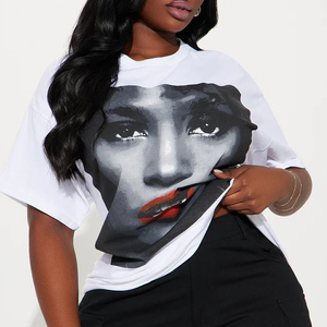 T-shirts pour femmes en coton / fibre de bambou, taille plus, imprimés, design tendance, t-shirt pour femme de qualité supérieure, t-shirts décontractés en coton pour femmes - Product Image 6