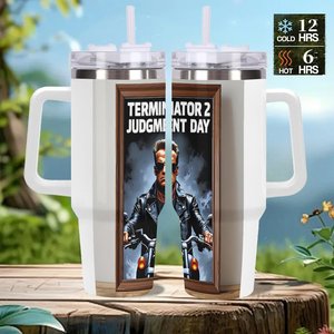 Stainless Steel Tumbler 40oz Insulated Travel Mug With Handle For <b>Coffee</b> And Tea - Product Image 2