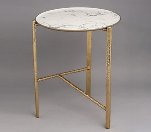 Table d'appoint tendance en aluminium style Art Déco, finition antique artistique, couleur et taille personnalisables, décoration de salon, table d'appoint pour la maison - Product Image 2