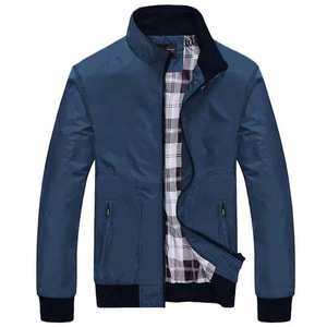 Men Slim Fit Bomber Windproof <b>Jacket</b> Black <b>Grey</b> Blue Plaid Lining Full Zip Stand Collar Ribbed Cuffs Casual Bomber - Product Image 2