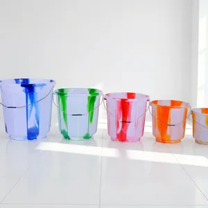 Plastic Bucket with Metal Handle and Lid <b>25</b> <b>Litre</b> PP Food Grade Marbled Storage <b>Container</b> for Bathroom and Household Use - Product Image 1