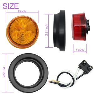 10 Pezzi Luci Posteriori a LED per Rimorchio e Camion, 2 Pollici, 4 LED, Anello in Gomma, 12V, Luce Freno e Indicatore, 5 Coperture Rosse + 5 Coperture Gialle - Product Image 2