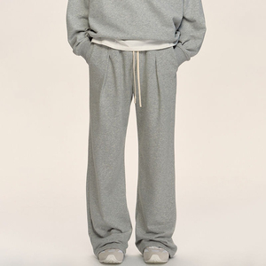 Breathable Lightweight Men's Sweatpants Wide Leg Casual Track Pants with Elastic Waist Dark Washed Oversized Street Wear - Product Image 5
