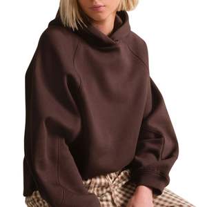 Sudadera con Capucha Oversize Marrón para Mujer, Casual, Holgada, de Forro Polar, Manga Larga, Estilo Urbano, Otoño Invierno, Venta al por Mayor OEM - Product Image 6