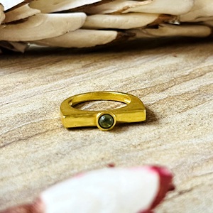 Hot Design Minimalist Peridot <b>Ring</b> Boho Brass <b>Rings</b> for Women 18k Gold Plated Bar Minimal <b>Dainty</b> Jewelry for Wholesale/OEM/ODM - Product Image 1