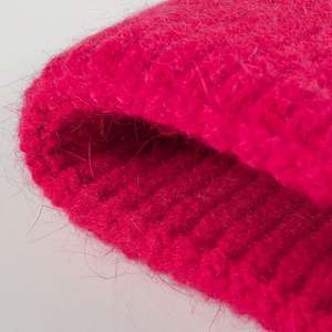 Gorro de lana cálido para mujer, de doble capa, con borde tejido, de color liso, para otoño e invierno, con forro de piel de conejo, para exteriores. - Product Image 3