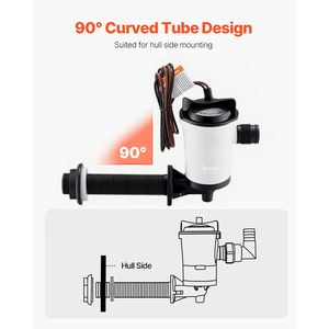 Pompa Aeratore Livewell per Yacht 12V 800 GPH con Motore Rimovibile, Pompe per Vasca Esche a 90 Gradi con Resistenza alla Corrosione per Barche - Product Image 3