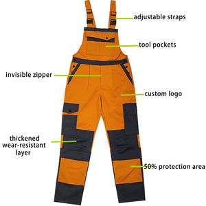Ensemble de vêtements de travail imperméables en microfibre orange et noir avec pantalon, salopette et veste pour une utilisation en extérieur - Product Image 5
