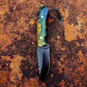 Damascus Hunting Knife Outdoor Utility Industrial Grade OEM Compact Fixed Blade Resin Handle Wholesale Gift Dad - Product Image 3
