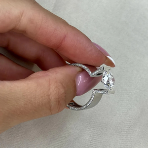 Bague de mariage unisexe de luxe en or 14 carats, plaquée rhodium, avec diamant de laboratoire ovale flottant de 3 carats, certifié IGI D/VVS1 - Product Image 6