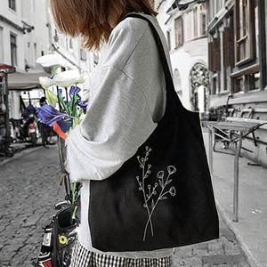 Sac fourre-tout en toile de coton uni avec logo personnalisé, faible MOQ, vente en gros, motif lettres - Product Image 2
