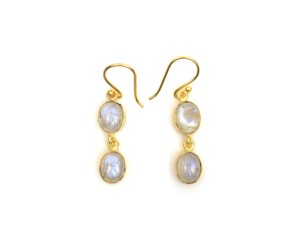 Pendientes de Aro con Múltiples Piedras Preciosas, Latón con Baño de Oro, Formas Mixtas - Product Image 4