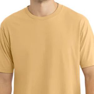 T-shirt Homme Jaune Moutarde Uni Col Rond Manches Courtes Coton Doux Décontracté Coupe Ample Léger Respirant Été Personnalisable - Product Image 3