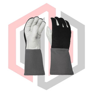 Gants de soudage gris en cuir fendu respirant en peau de chèvre, 16 pouces de long, résistants à la chaleur, usage général, sans silicone, antistatiques - Product Image 1
