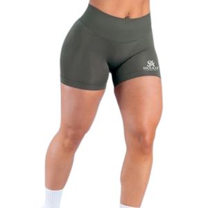 Shorts Deportivos para Mujer, Color Verde Oliva, Cintura Alta, Elásticos, para Gimnasio, Fitness, Running, Yoga, Entrenamiento, Ropa Deportiva - Product Image 5