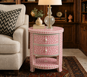 Handcrafted Premium Resin Bone Inlay Nightstand With Drawers & <b>Shelf</b> Cabinet <b>Bedside</b> End Table For Bedroom Hotel Luxe Home Decor - Product Image 2