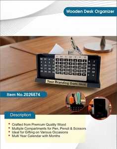 Premium Office <b>Desk</b> Storage Organiser with <b>Clock</b> and Business Card Display Custom Logo Executive <b>Desk</b> Organiser for Office - Product Image 6