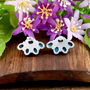 Boucles d'oreilles clous en argent sterling avec grappe de turquoises Navajo, bijoux fins bohèmes rétro floraux pour femmes, cadeaux pour cowgirl, vente en gros - Product Image 5