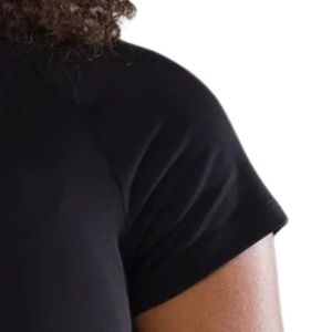 Camiseta Deportiva Ajustada de Algodón para Mujer, Negra, para Gimnasio, Fitness, Entrenamiento, Ejercicio, Deporte, Manga Corta, Perforada - Product Image 3
