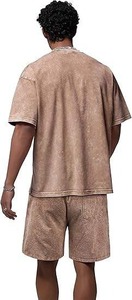 Ensemble short et t-shirt pour homme, effet délavé, 100% coton, logo personnalisé - Product Image 2