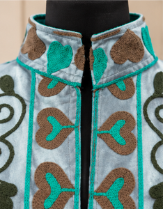 Blouson Bomber de Luxe en Velours Pur Rose à Motifs Floraux Folkloriques, Col Mandarin, Style Vintage Artisanat Multicolore Jaipuri Bohème Respirant pour Femme - Product Image 5