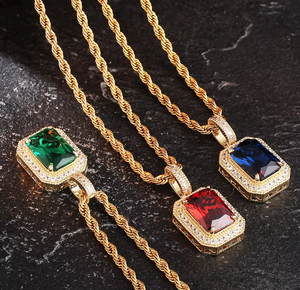 Collier pendentif Hip Hop Iced Out en zircon plaqué or avec chaîne en laiton torsadée, bijoux unisexe pour le quotidien - Product Image 4